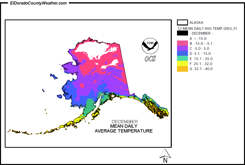 Alaska December Annual Mean Daily Average Temperature